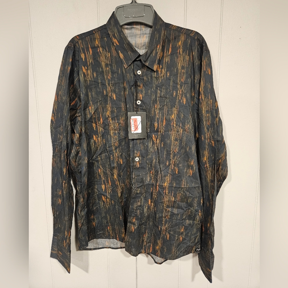 Good Man Brand Button Down Shirt L Sky Captain Textured Lines Long Sleeve G28-6
